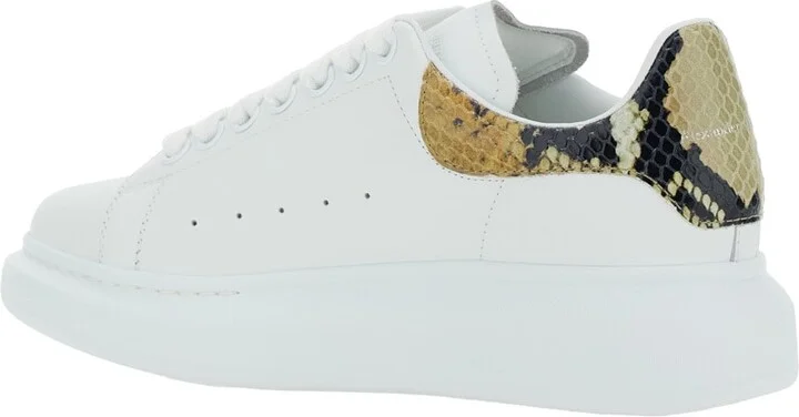 White Oversize Sneakers With Snake Print On The Heel In Leather Woman - Image 3