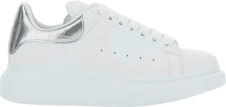 White Oversize Sneakers With Snake Print On The Heel In Leather Woman