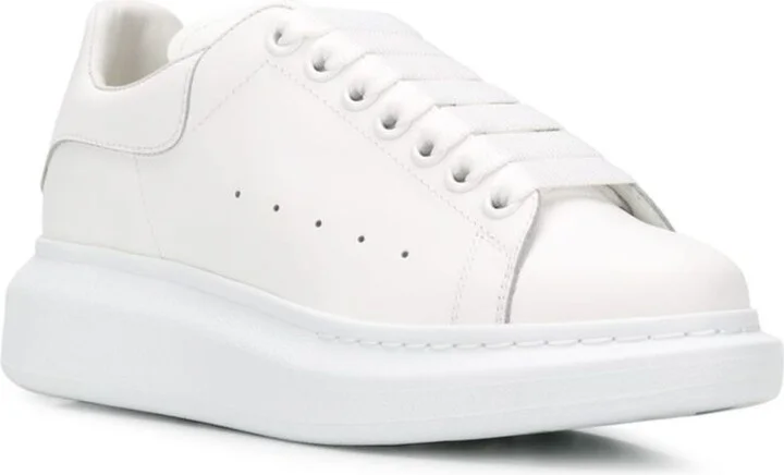 White Oversized Leather Sneakers - Image 2