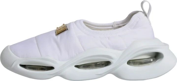 White Padded Fabric Low Top Sneakers Women's Shoes - Image 6