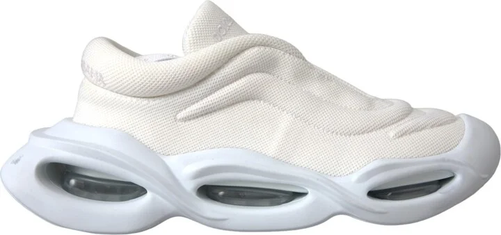 White Padded Fabric Wave Low Top Sneakers Women's Shoes (Pre-Owned)