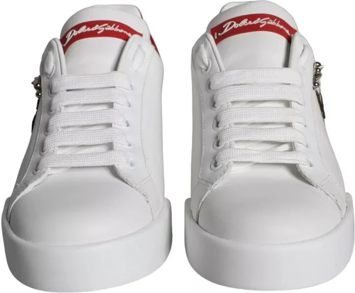 White Patch Calfskin Nappa Portofino Sneakers Women's Shoes - Image 2