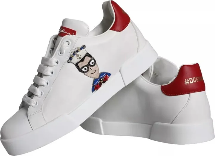White Patch Calfskin Nappa Portofino Sneakers Women's Shoes - Image 4