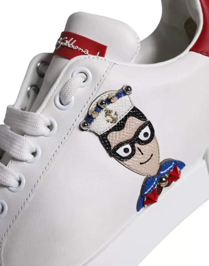 White Patch Calfskin Nappa Portofino Sneakers Women's Shoes - Image 5
