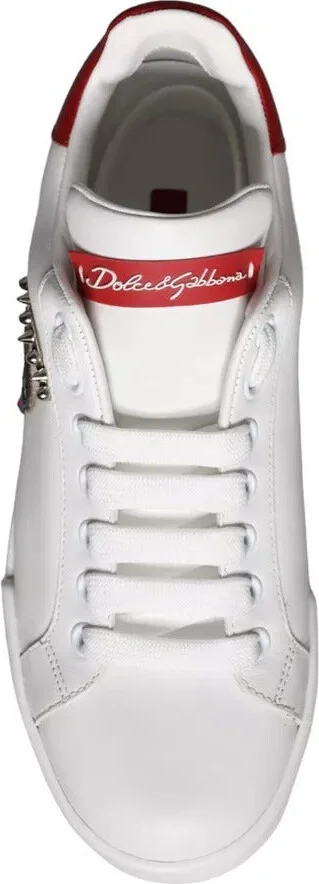 White Patch Calfskin Nappa Portofino Sneakers Women's Shoes - Image 6