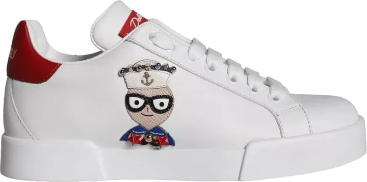 White Patch Calfskin Nappa Portofino Sneakers Women's Shoes