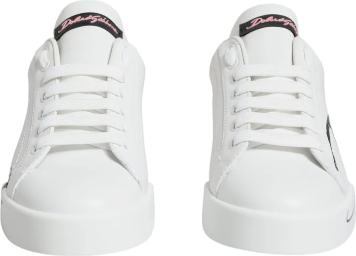 White Pink Portofino Low Top Sneakers Women's Shoes - Image 2