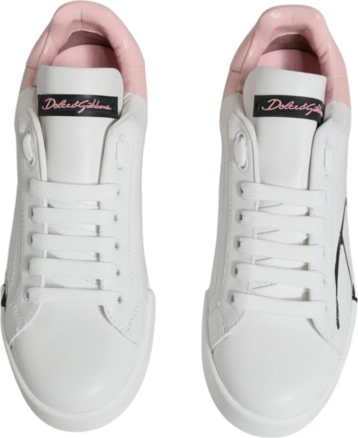 White Pink Portofino Low Top Sneakers Women's Shoes - Image 3