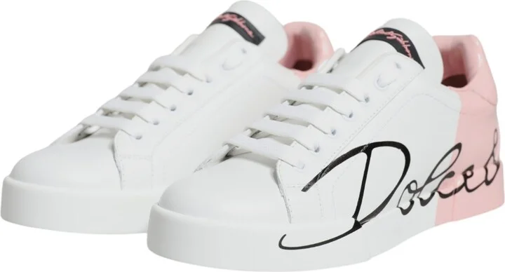 White Pink Portofino Low Top Sneakers Women's Shoes - Image 4