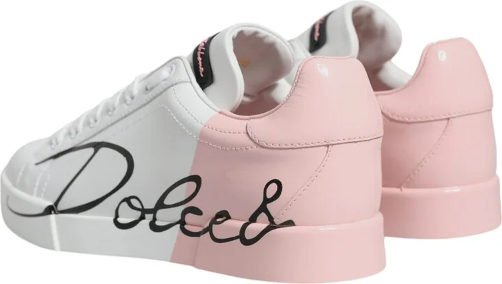 White Pink Portofino Low Top Sneakers Women's Shoes - Image 5