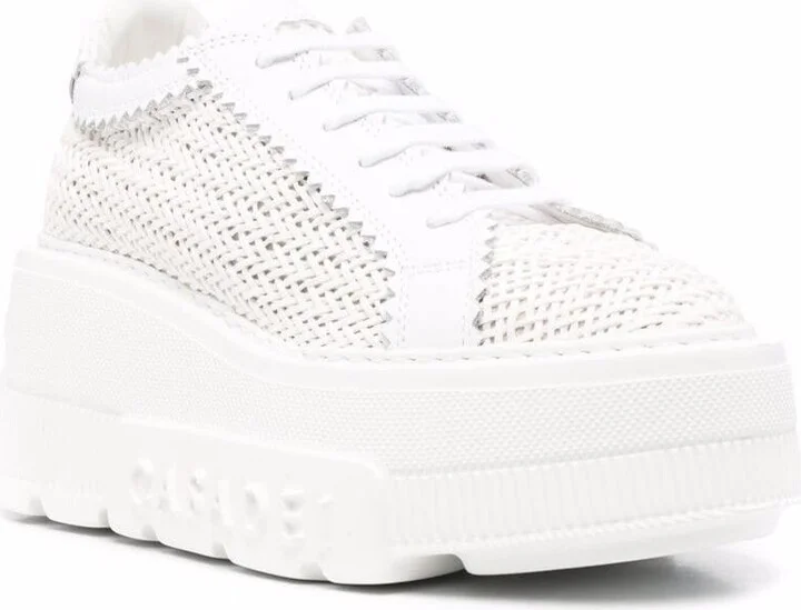 White Platform Sneakers Interwoven Design In Polyurethane Woman - Image 2