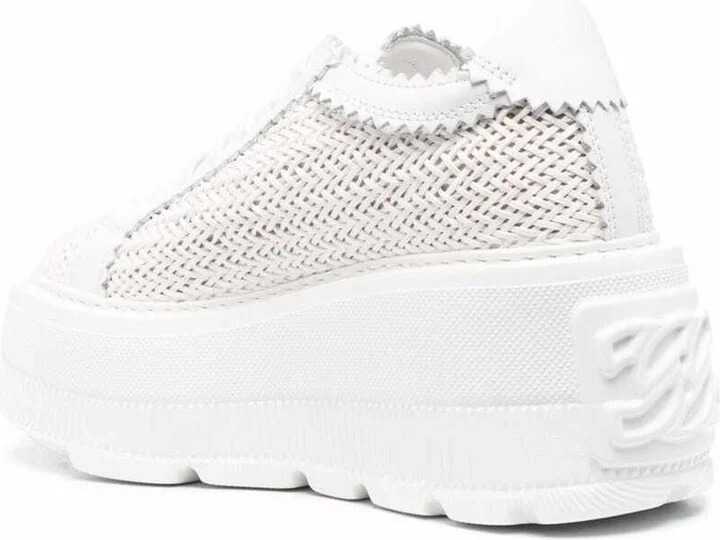 White Platform Sneakers Interwoven Design In Polyurethane Woman - Image 3