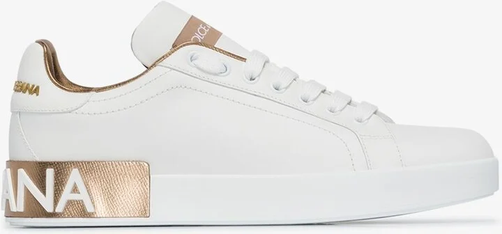 White Portofino Leather Logo Sneakers