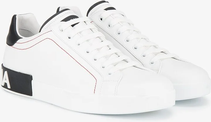 White Portofino Leather Low Top Sneakers