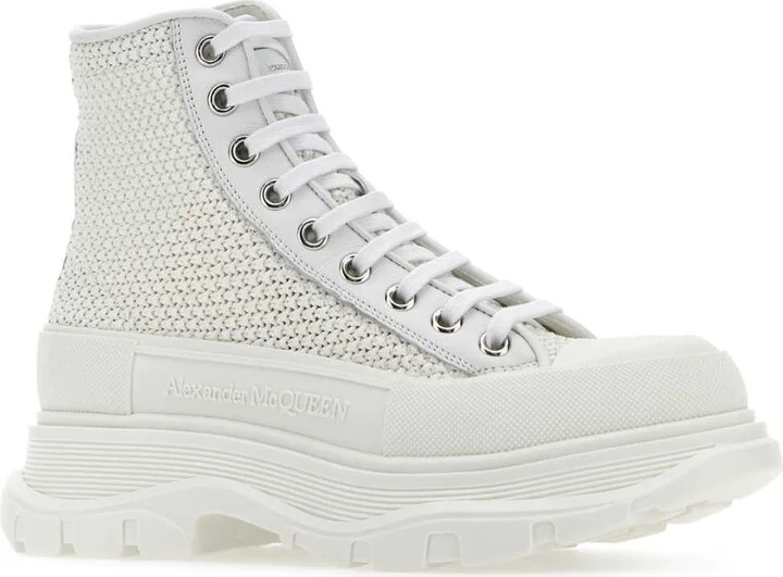 White Raffia Tread Slick Sneakers - Image 2