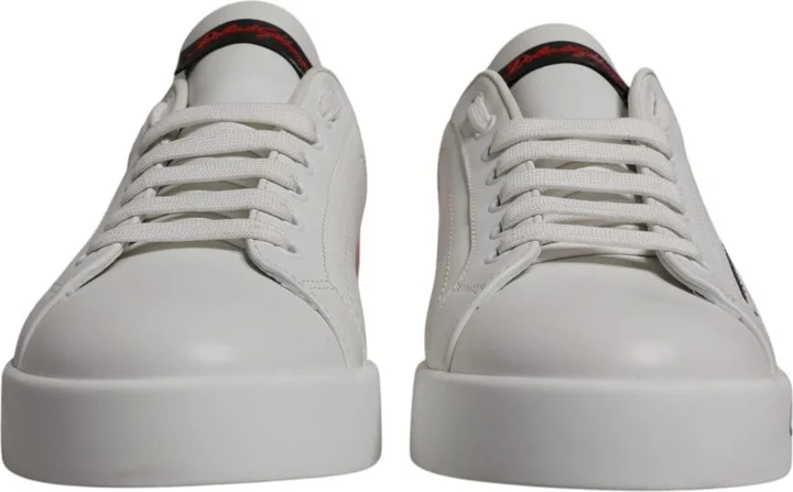 White Red Leather Logo Low Top Sneakers Men's Shoes (Pre-Owned) - Image 2