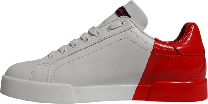 White Red Leather Logo Low Top Sneakers Men's Shoes (Pre-Owned) - Image 5