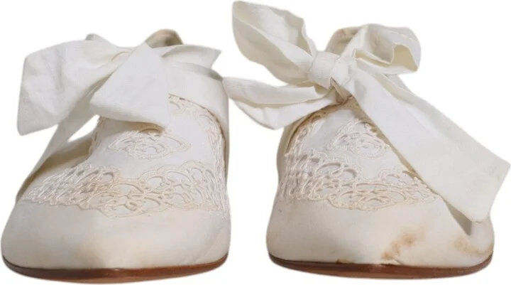 White Ribbon Fabric Ballerina Flats Women's Shoes (Pre-Owned) - Image 2