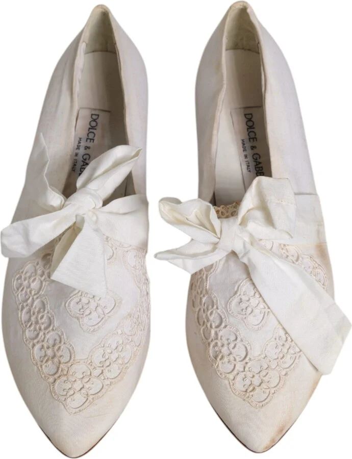 White Ribbon Fabric Ballerina Flats Women's Shoes (Pre-Owned) - Image 3