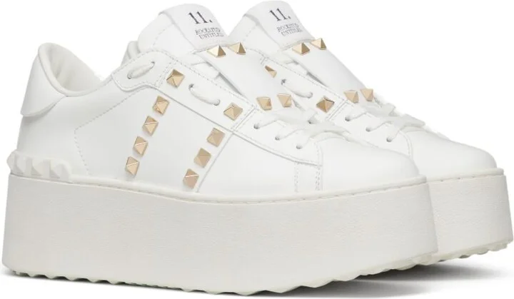 White Rockstud Flatform Sneakers - Image 2