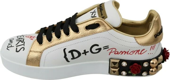 White Roses Sequined Crystal Womens Sneakers Shoes - Image 3