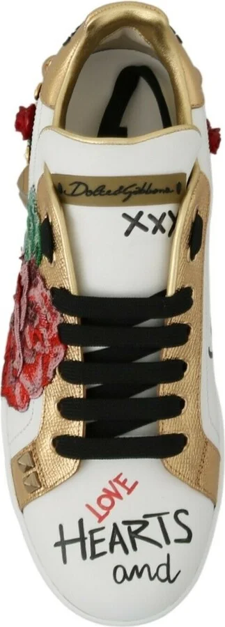 White Roses Sequined Crystal Womens Sneakers Shoes - Image 5