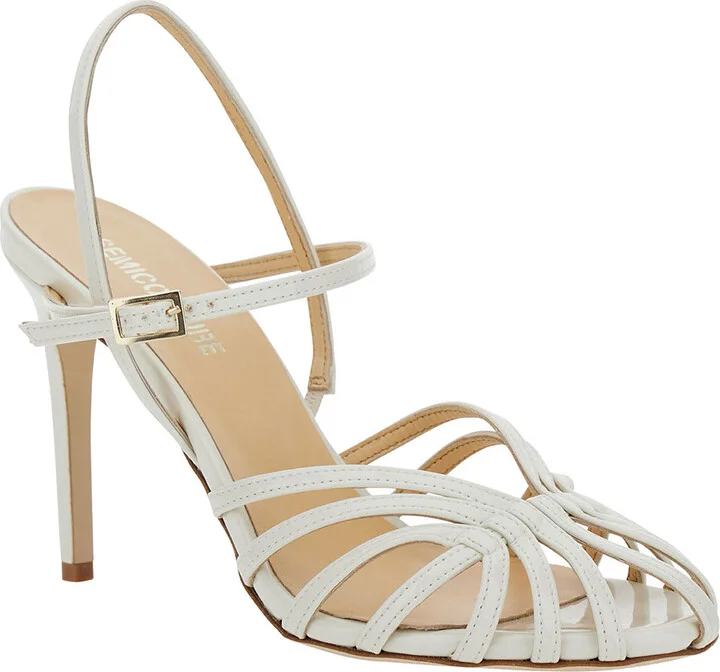 White Sandals With Front Cage In Patent Leather Woman - Image 2