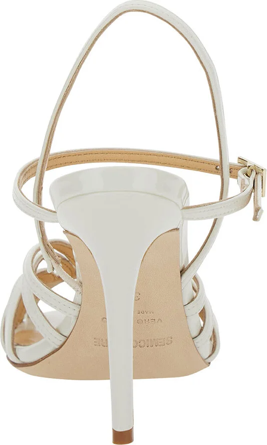 White Sandals With Front Cage In Patent Leather Woman - Image 4