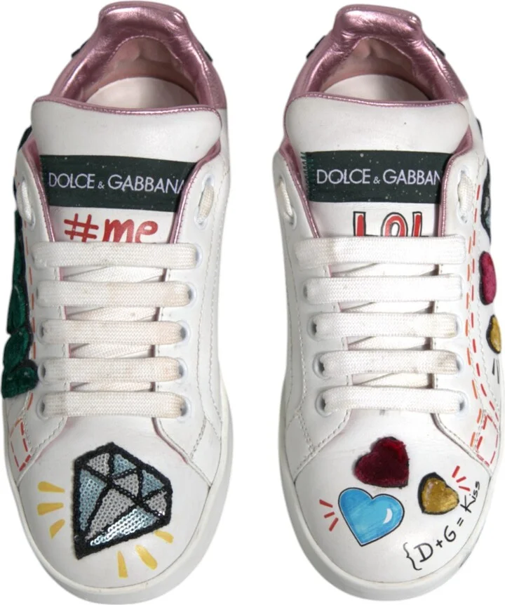 White Sequined Crystal Low Top Sneakers Women's Shoes (Pre-Owned) - Image 3