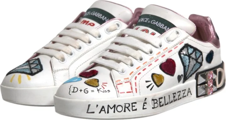 White Sequined Crystal Low Top Sneakers Women's Shoes (Pre-Owned) - Image 4
