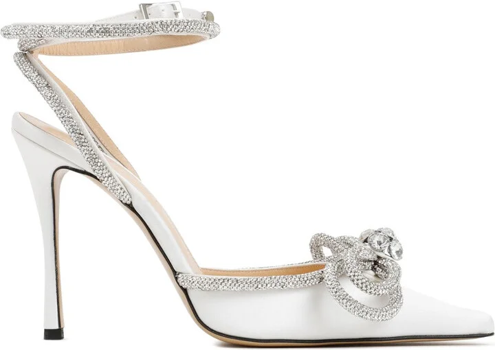 White Silk Double Bow High Heels