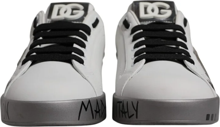 White Silver Crystal Logo Portofino Sneakers Men's Shoes (Pre-Owned) - Image 2
