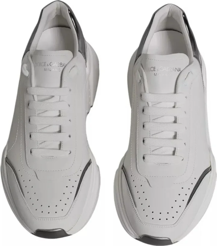 White Silver DAYMASTER Leather Sneakers Men Men's Shoes (Pre-Owned) - Image 5