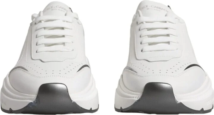 White Silver DAYMASTER Leather Sneakers Men's Shoes (Pre-Owned) - Image 2
