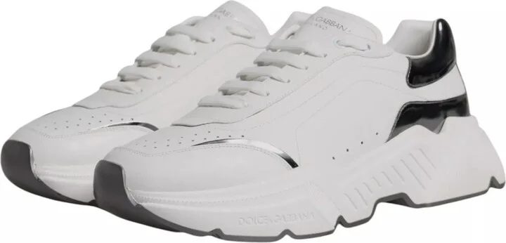 White Silver DAYMASTER Leather Sneakers Men's Shoes (Pre-Owned) - Image 3