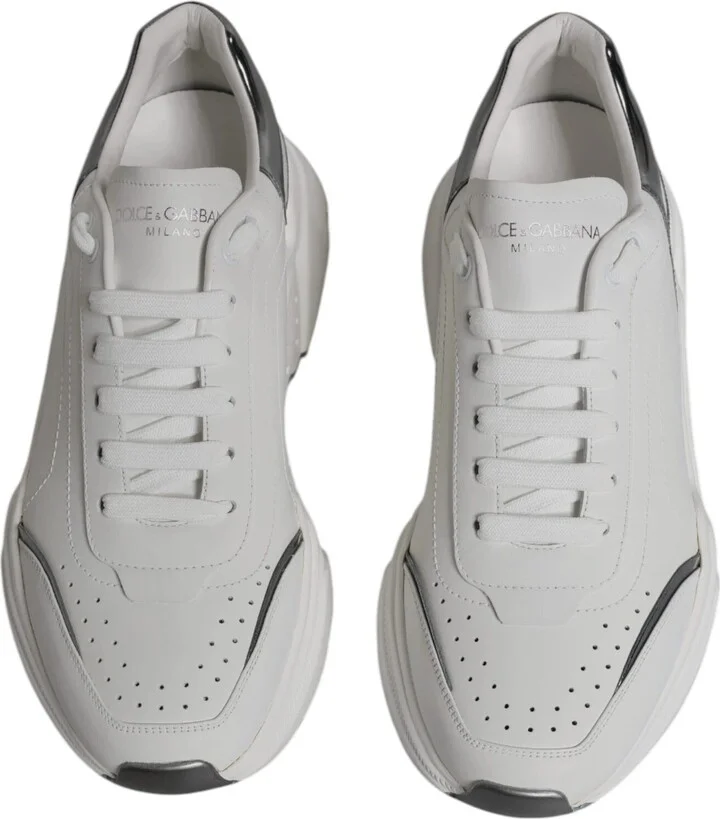 White Silver DAYMASTER Leather Sneakers Men's Shoes (Pre-Owned) - Image 5