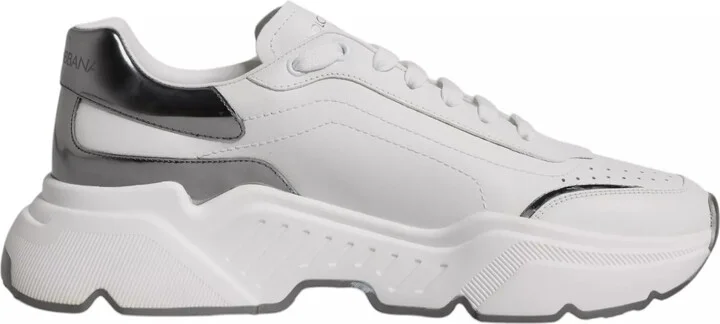 White Silver DAYMASTER Leather Sneakers Men's Shoes (Pre-Owned)