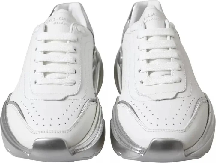 White Silver Daymaster Leather Sneakers Women's Shoes (Pre-Owned) - Image 2