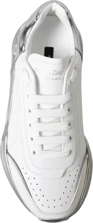 White Silver Daymaster Leather Sneakers Women's Shoes (Pre-Owned) - Image 4