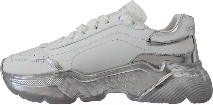 White Silver Leather Daymaster Sneakers Women's Shoes (Pre-Owned) - Image 2