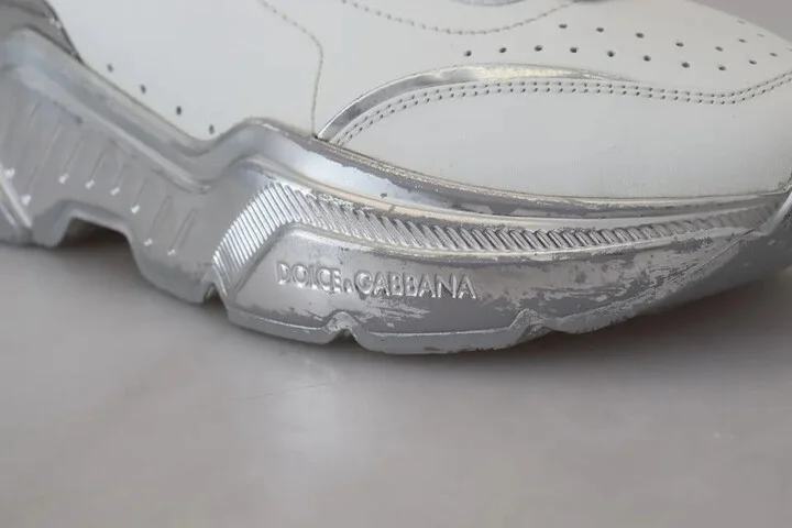 White Silver Leather Daymaster Sneakers Women's Shoes (Pre-Owned) - Image 4