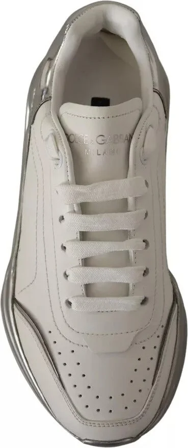 White Silver Leather Daymaster Sneakers Women's Shoes (Pre-Owned) - Image 3