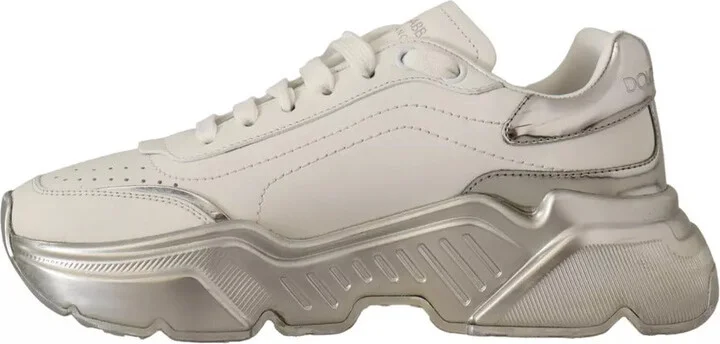 White Silver Leather Daymaster Sneakers Women's Shoes (Pre-Owned) - Image 5
