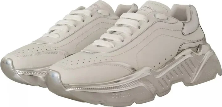 White Silver Leather Daymaster Sneakers Women's Shoes (Pre-Owned) - Image 5