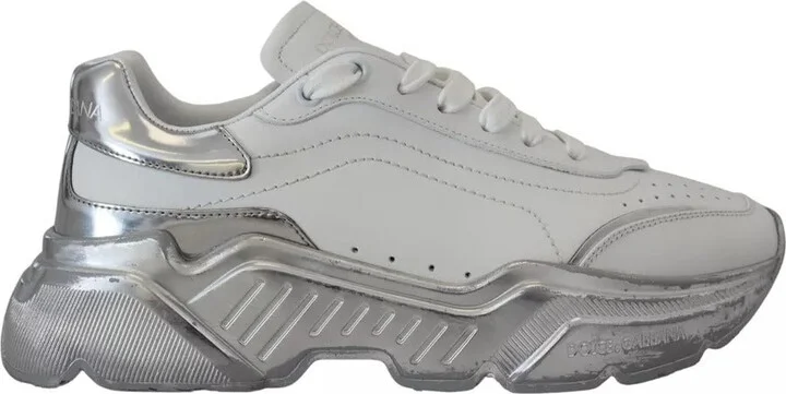 White Silver Leather Daymaster Sneakers Women's Shoes (Pre-Owned)