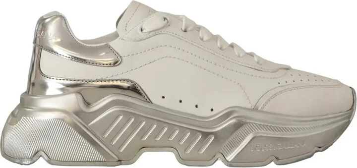 White Silver Leather Daymaster Sneakers Women's Shoes (Pre-Owned)