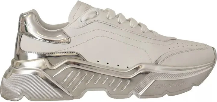 White Silver Leather Daymaster Sneakers Women's Shoes (Pre-Owned)