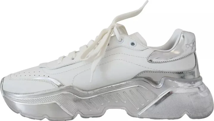 White Silver Leather Daymaster Women Sneakers Women's Shoes (Pre-Owned) - Image 4