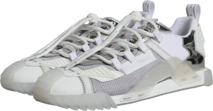 White Silver Low Top NS1 Sneakers Men's Shoes - Image 4