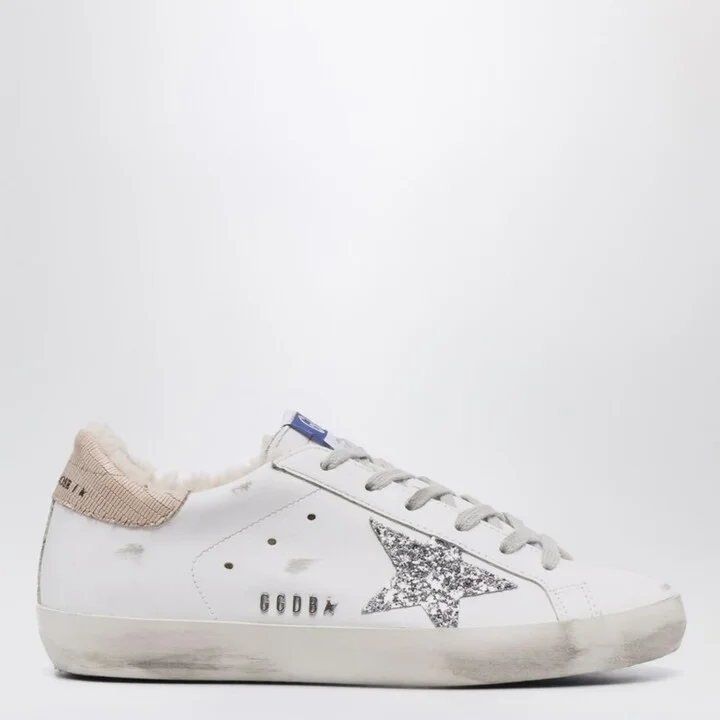 White/silver Super-Star sneakers with shearling lining